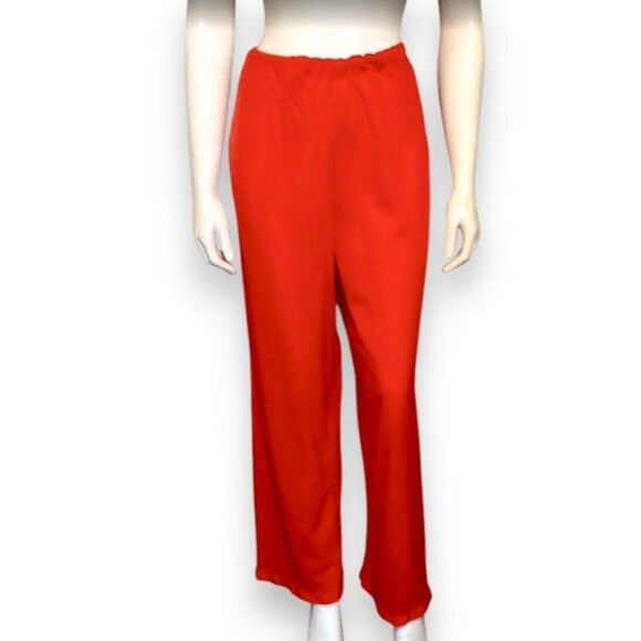 Vintage Shadowline Robe & Pant Set-Small/34-1950s-Button Front-Pockets-Red - Picture 6 of 11